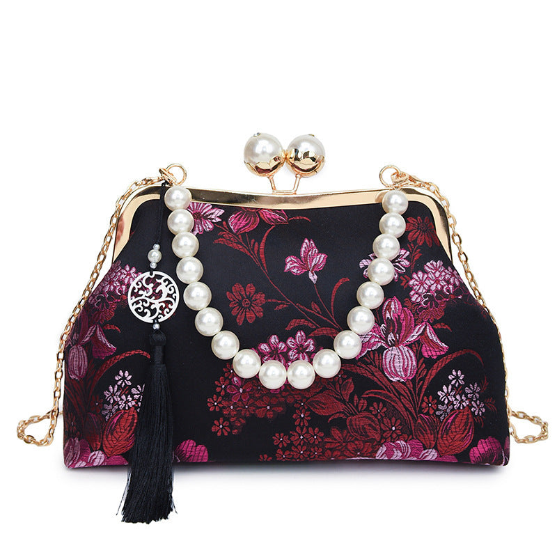 Damen Glamouröse Abendtasche mit floralem Muster Nord Taschen