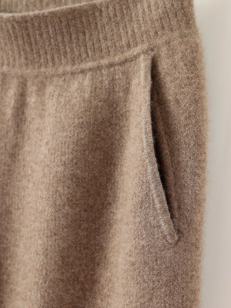Damen Hochtaillierte Strickhose mit kaschmirähnlicher Haptik und schmal zulaufendem Bein Nord Taschen