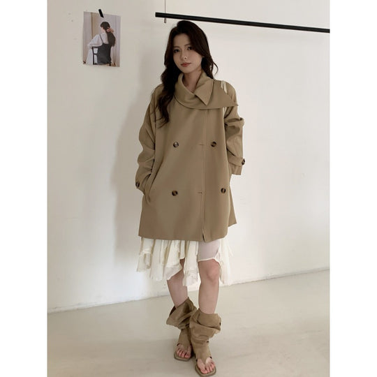 Damen Kurztrench mit extra weitem Revers, Raglanärmeln und Hornknopfdetails Nord Taschen