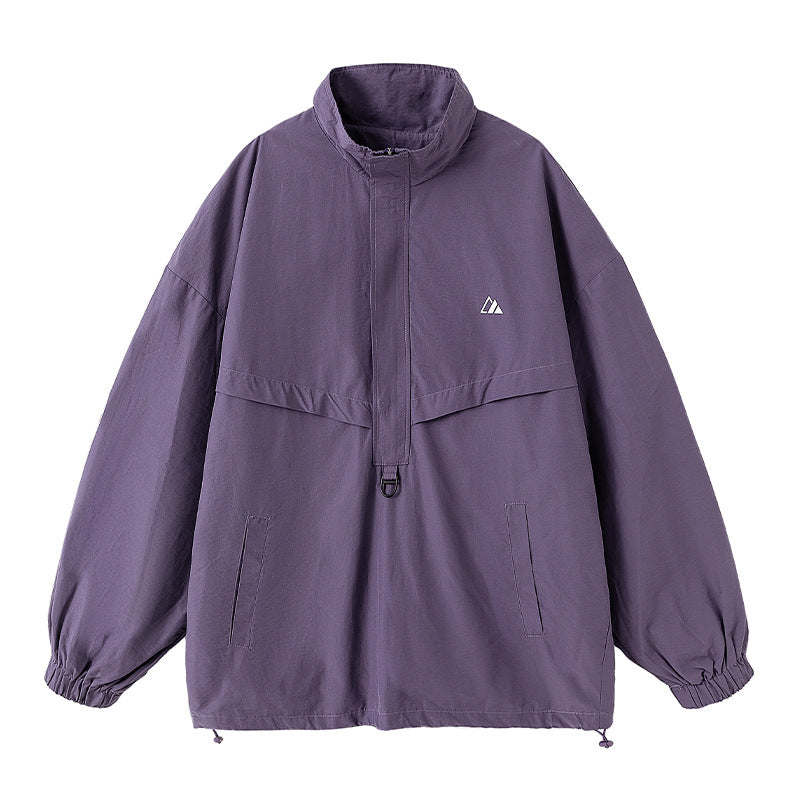 Unisex Oversize Anorak mit Halbzip, Stehkragen, Kängurutasche und Kordelzug Nord Taschen