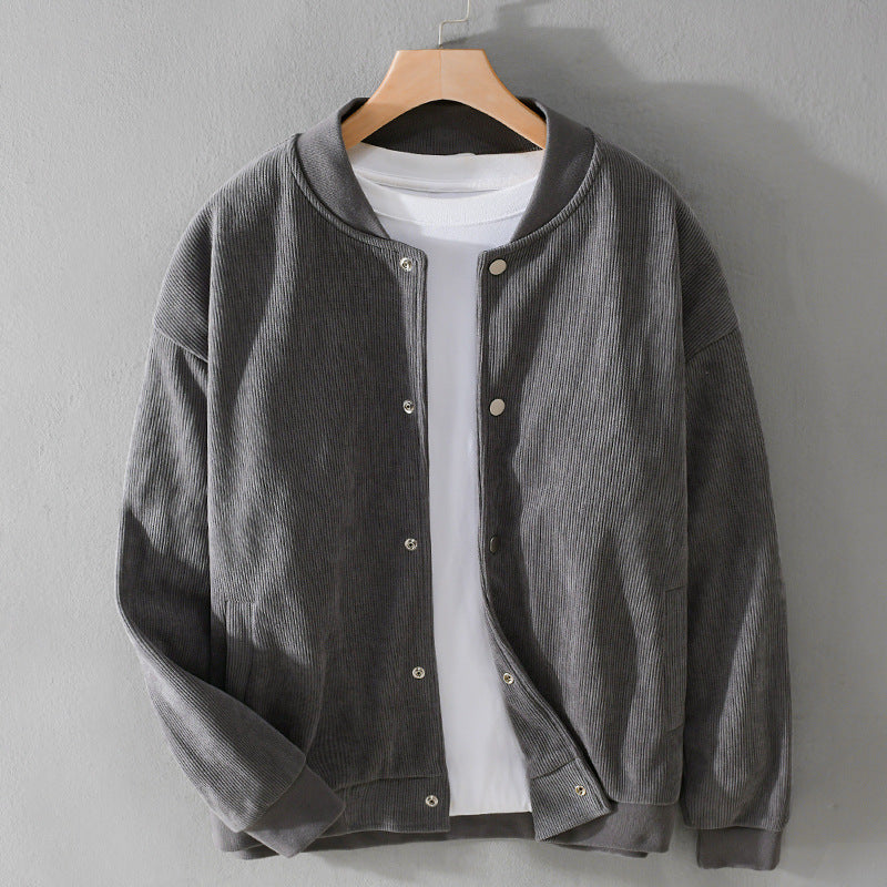 Herren Cord-Collegejacke mit Druckknopfleiste und Rippbündchen Nord Taschen