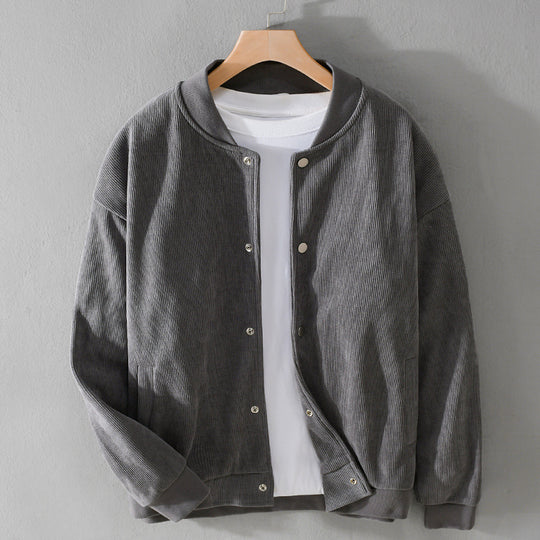 Herren Cord-Collegejacke mit Druckknopfleiste und Rippbündchen Nord Taschen