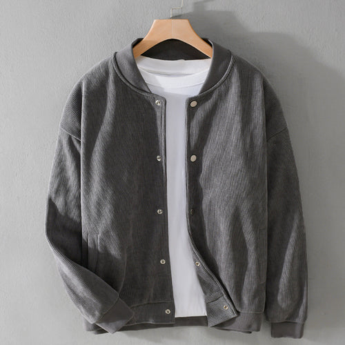 Herren Cord-Collegejacke mit Druckknopfleiste und Rippbündchen Nord Taschen