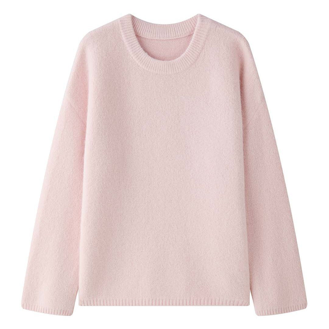 Damen Weicher Oversize-Strickpullover mit Rundhalsausschnitt Nord Taschen