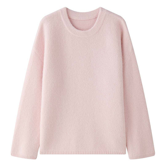 Damen Weicher Oversize-Strickpullover mit Rundhalsausschnitt Nord Taschen