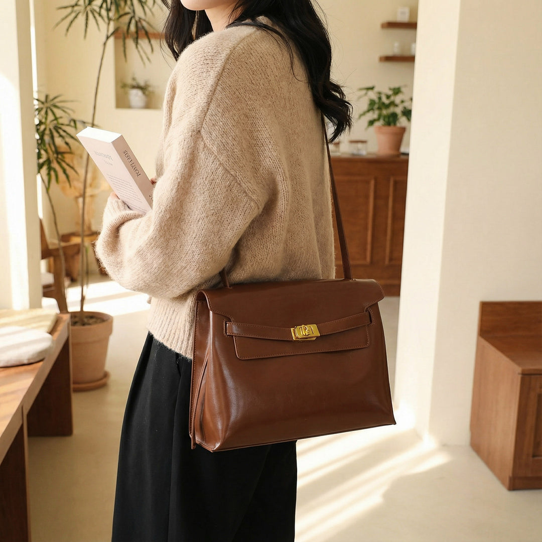 Damen elegante Schultertasche aus hochwertigem Leder Nord Taschen