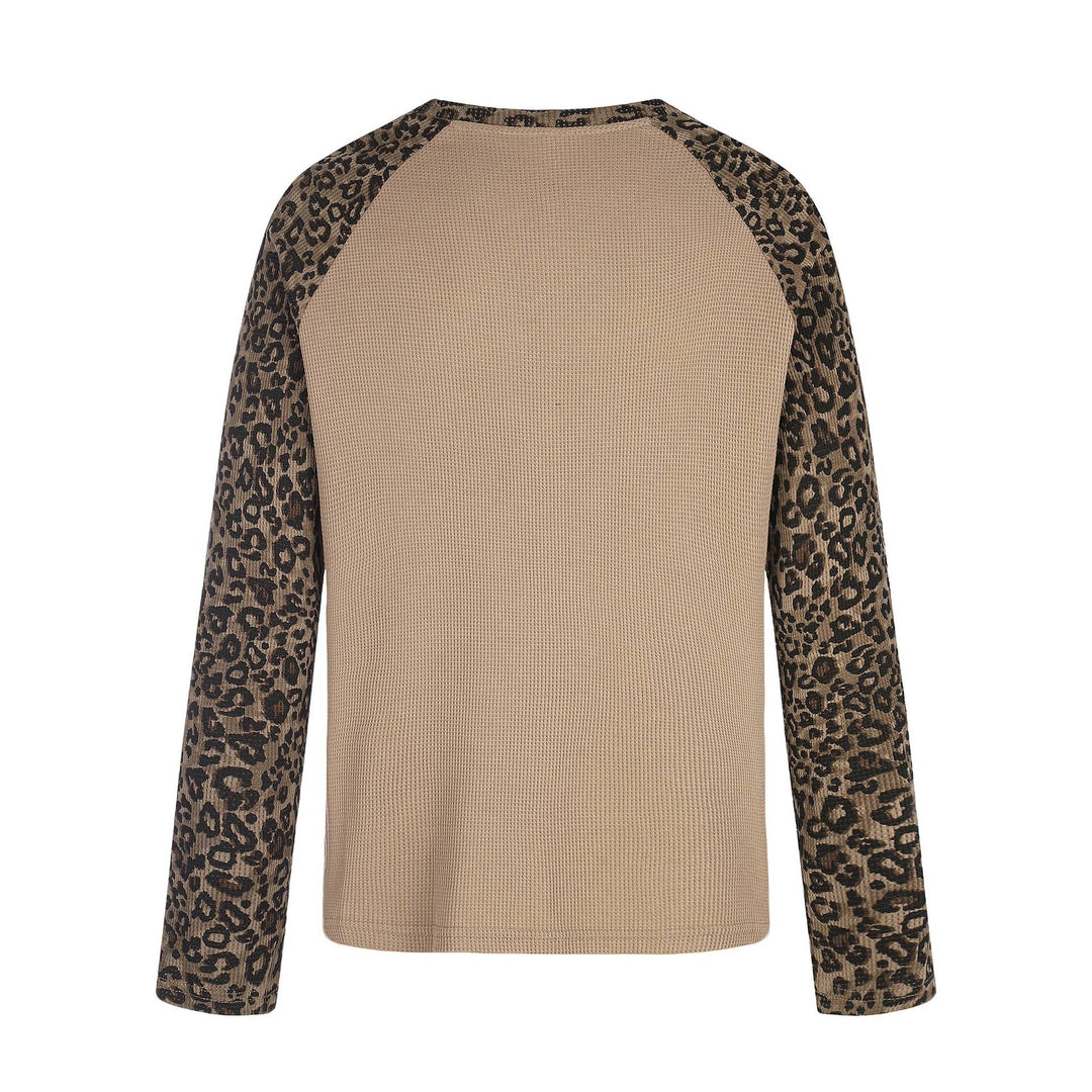 Damen Langarmshirt im Baseball-Stil mit Leopardenärmeln und Grafikprint Nord Taschen