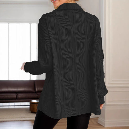 Damen charmante Bluse mit strukturiertem Rippenmuster und eleganter Knopfleiste Nord Taschen