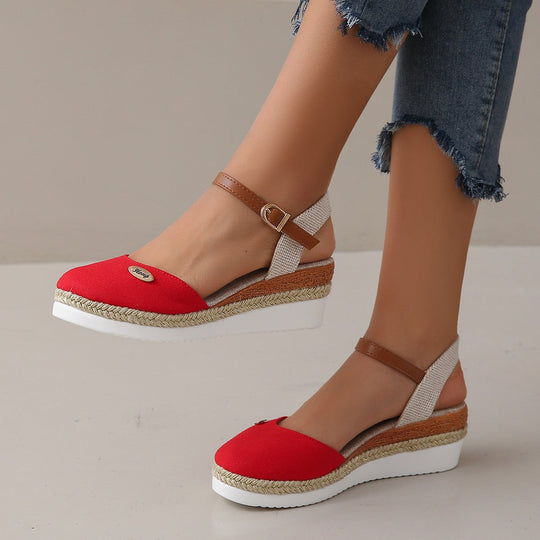 Damen Wedge-Sandalen mit geflochtenem Riemendesign und komfortablem Fußbett