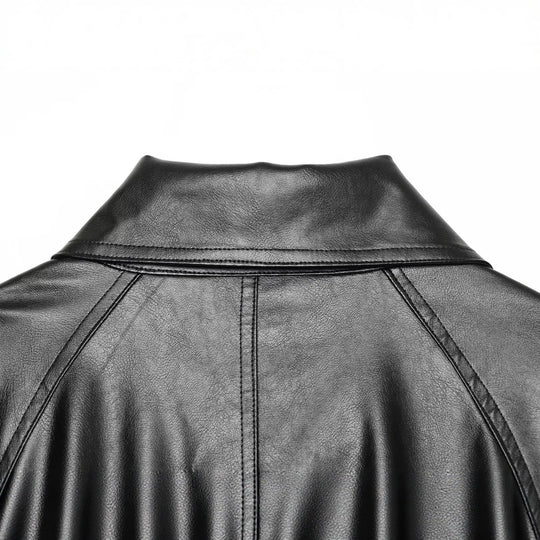 Damen Cropped Kunstlederjacke mit weitem Funnelkragen und doppelreihiger Knopfleiste Nord Taschen