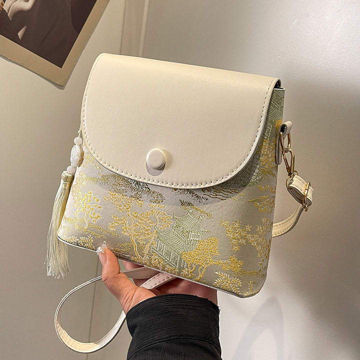 Damen Umhängetasche mit kunstvollem Stickmuster Nord Taschen