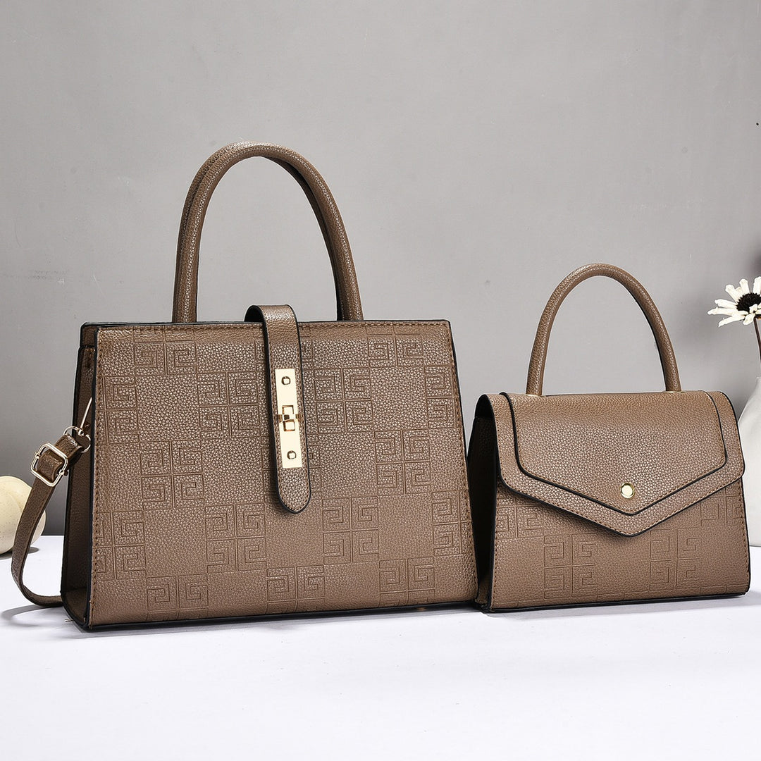 Damen Handtaschen-Set mit edler Prägung und abnehmbarer Clutch Nord Taschen