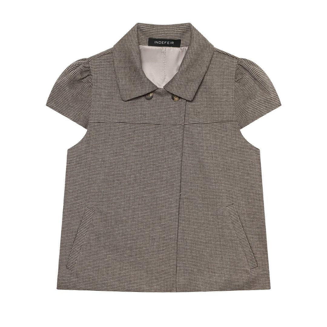 Damen Etuikleid mit Hahnentritt‑Muster, Bubikragen und Nahttaschen Nord Taschen