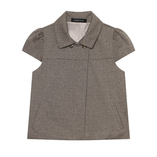 Damen Etuikleid mit Hahnentritt‑Muster, Bubikragen und Nahttaschen Nord Taschen