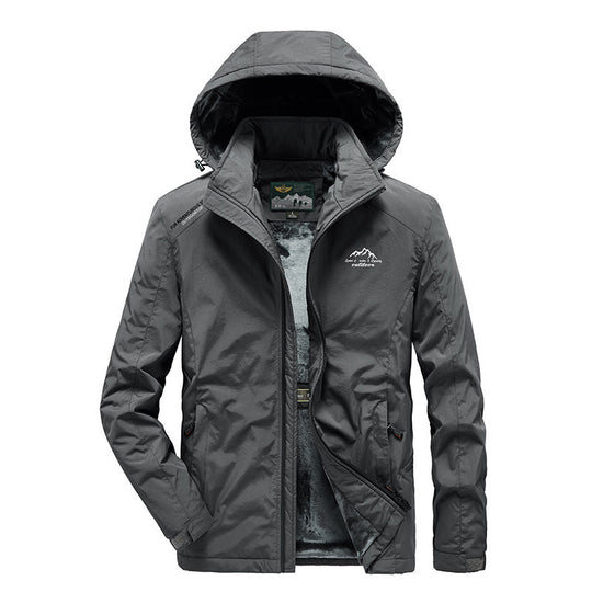 Herren technische Outdoor-Jacke mit wärmendem Teddyfleece-Innenfutter und verstellbarer Kapuze Nord Taschen