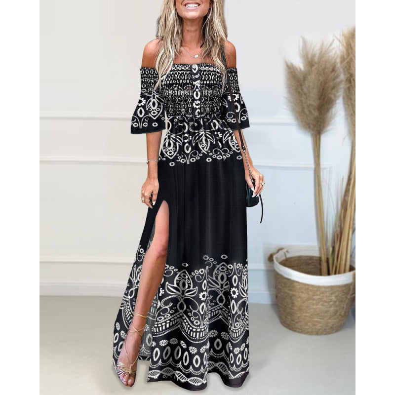 Damen Blumen Maxi Kleid Nord Taschen