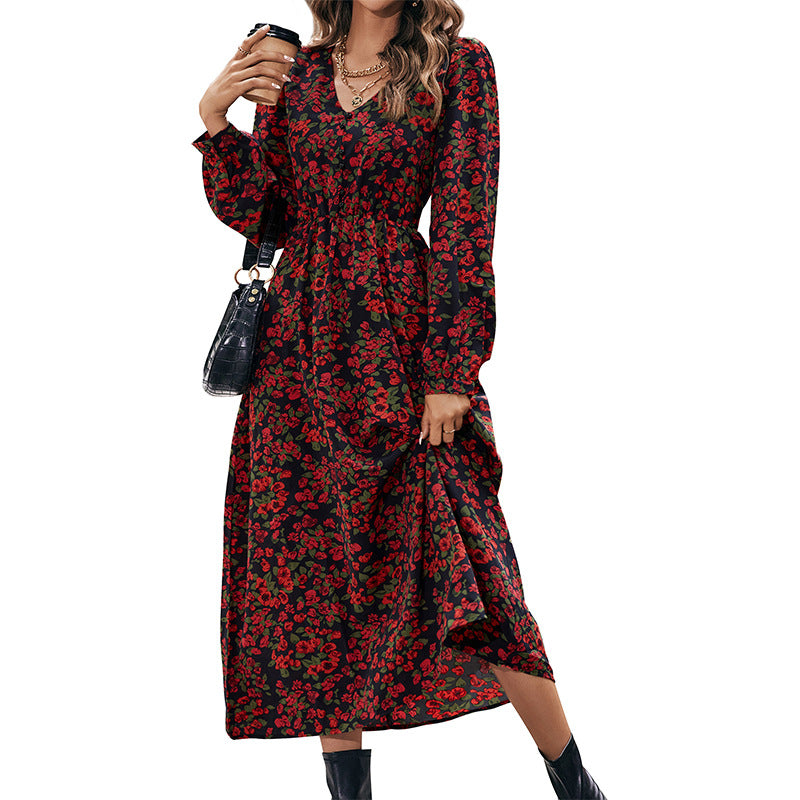 Damen Florales Maxi Kleid Nord Taschen