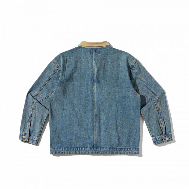 Unisex Boxy-Denim-Blousonjacke mit Cordkragen und schräg eingesetzten Pattentaschen Nord Taschen