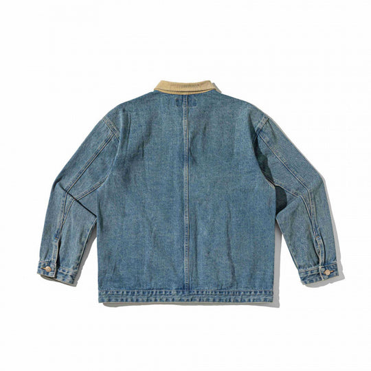 Unisex Boxy-Denim-Blousonjacke mit Cordkragen und schräg eingesetzten Pattentaschen Nord Taschen