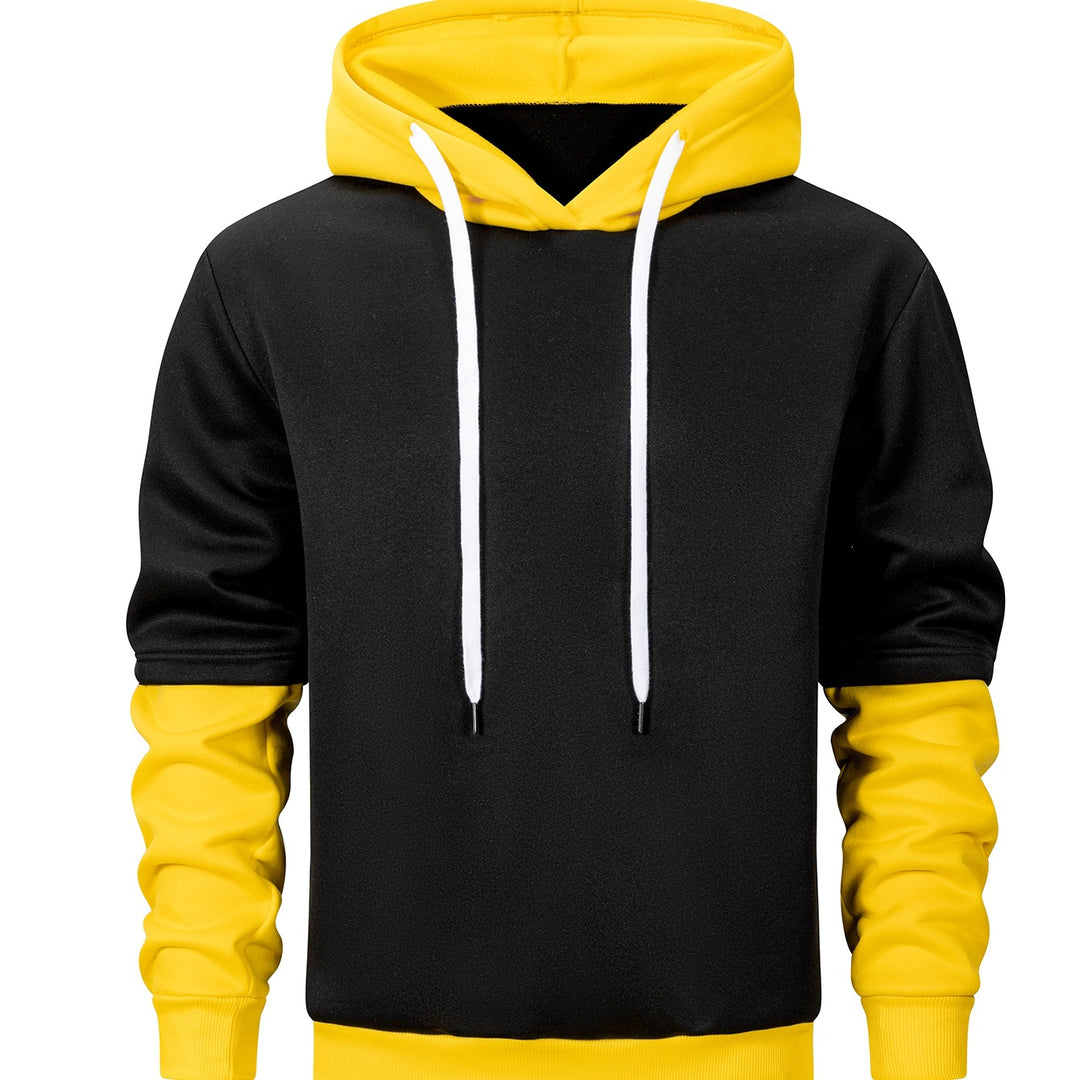 Herren Kapuzenpullover im Lagen-Look mit Kontrastkapuze und Kordelzug Nord Taschen