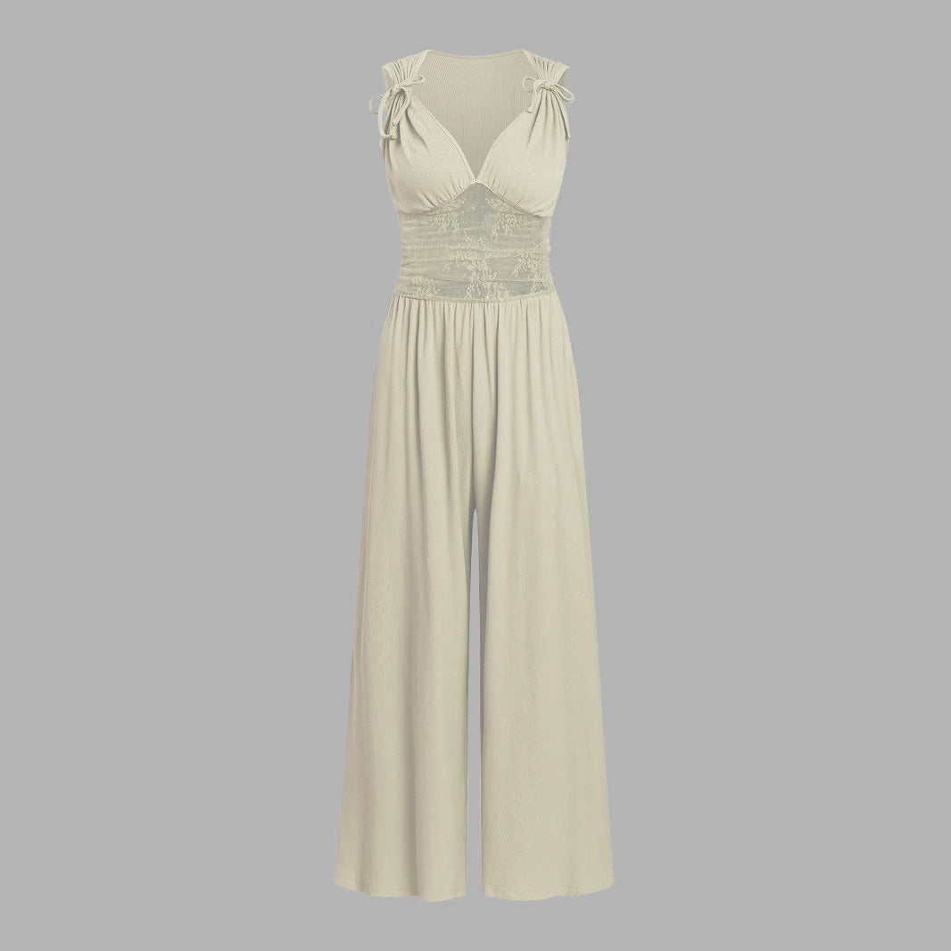 Damen eleganter Jumpsuit mit verstellbaren Trägern und weiten Beinen Nord Taschen