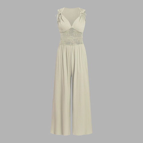 Damen eleganter Jumpsuit mit verstellbaren Trägern und weiten Beinen Nord Taschen