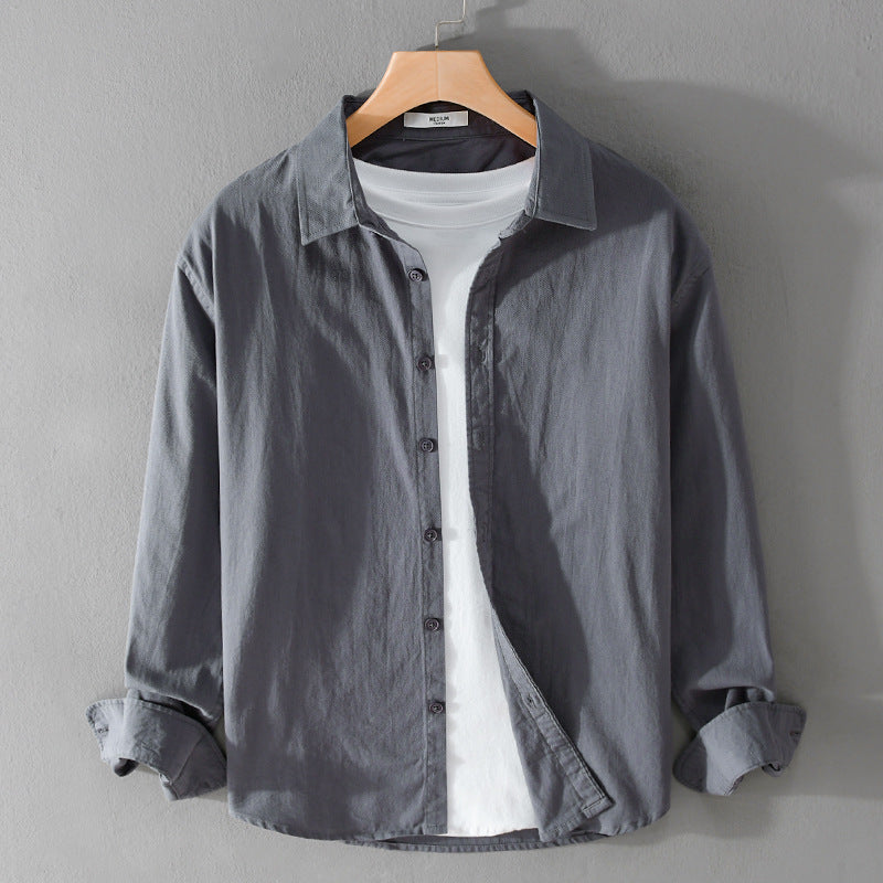 Herren Minimalistisches Leichtes Baumwoll-Überhemd im Relaxed-Look mit abgerundetem Saum Nord Taschen