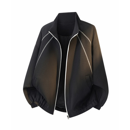 Damen Oversize Strukturiertes Bomberjacke mit Stehkragen, Raglanärmeln & elastischem Saum Nord Taschen