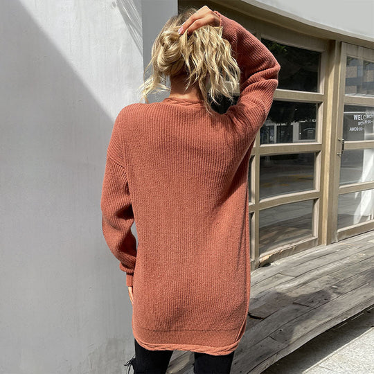 Damen Langer Offener Cozy-Cardigan aus Grobstrick mit aufgesetzten Taschen und entspanntem Fall Nord Taschen