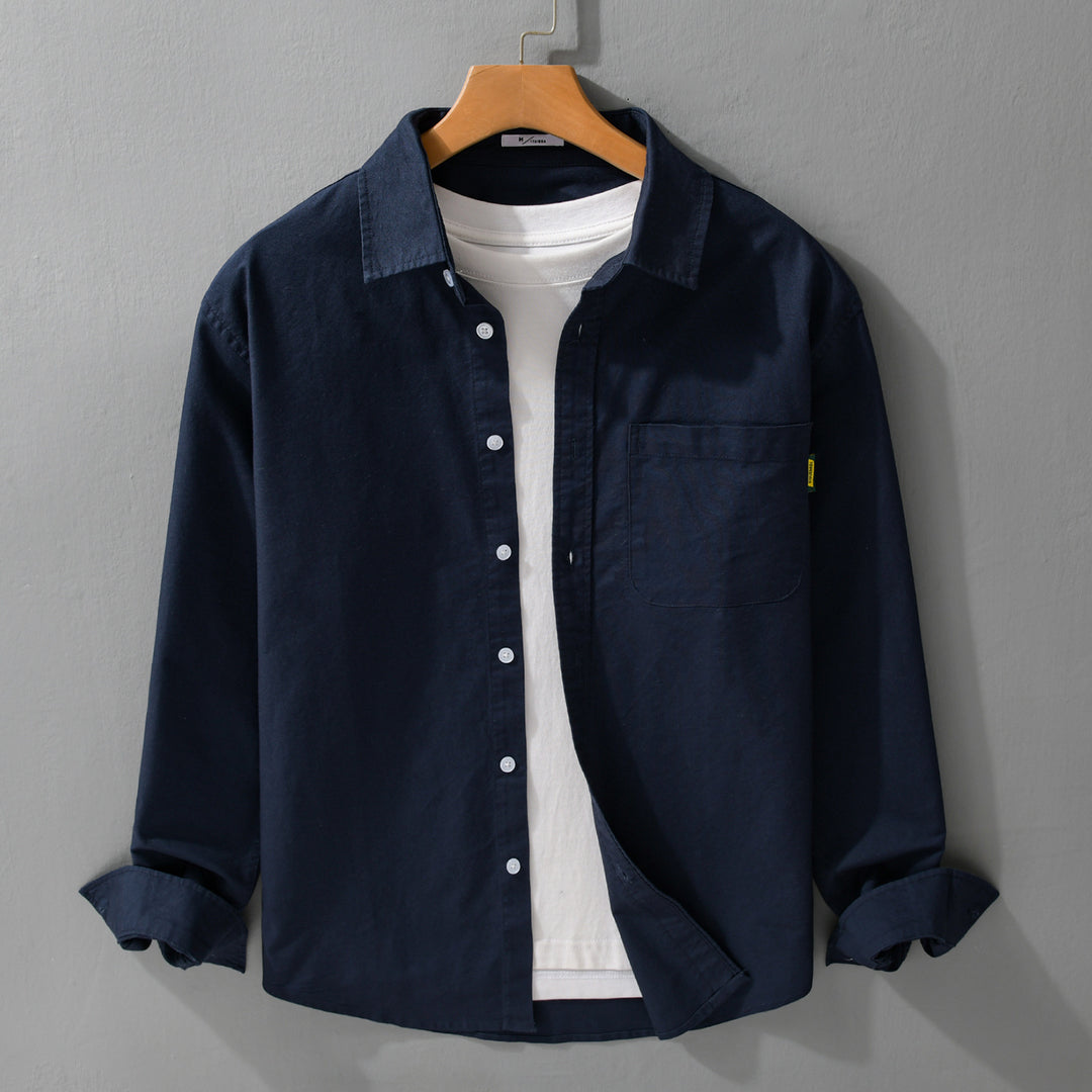 Damen Leichtes Baumwoll-Overshirt mit Kentkragen, aufgesetzter Brusttasche und Relaxed-Fit Nord Taschen