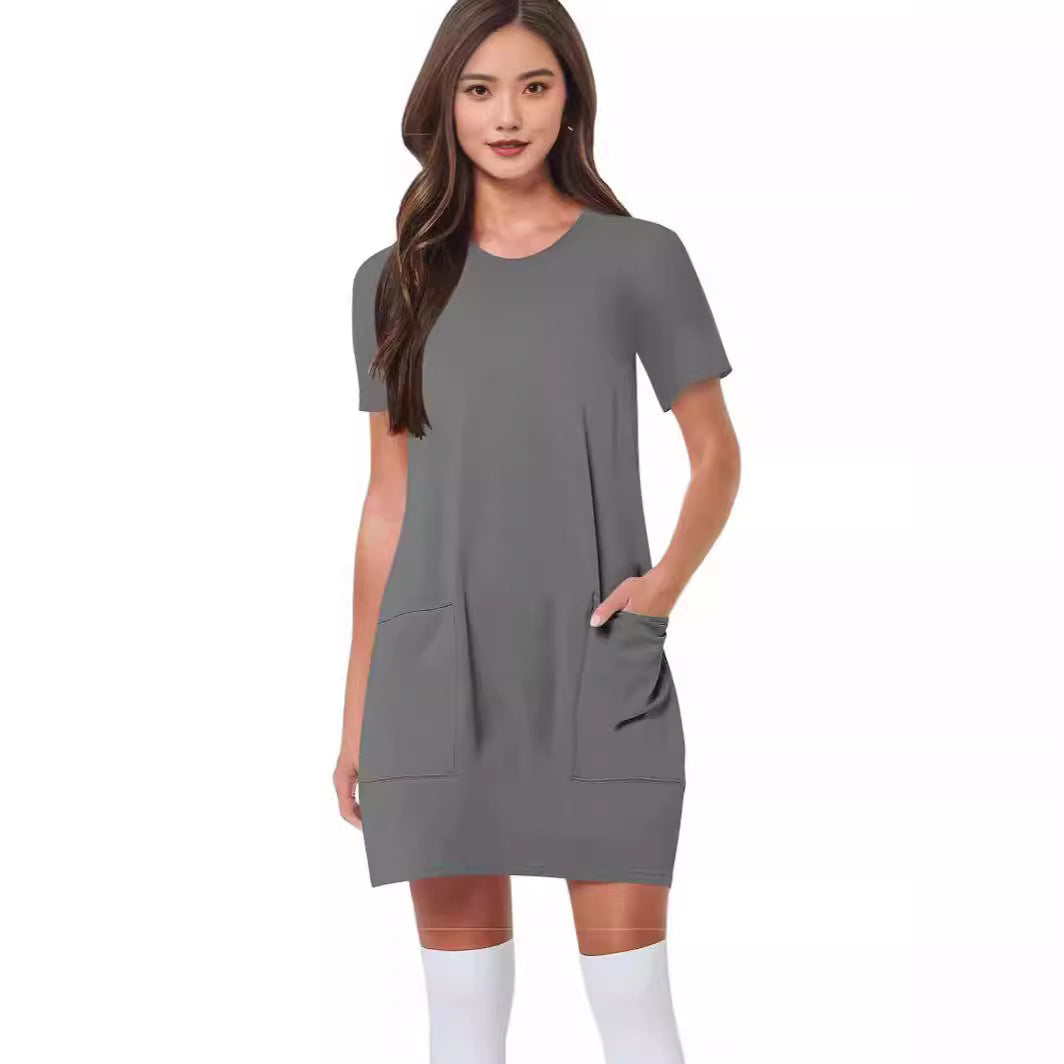 Damen lässiges T-Shirt-Kleid mit praktischen Taschen