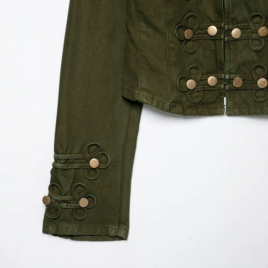 Damen Cropped Husarenjacke mit Zierkordeln und Stehkragen Nord Taschen