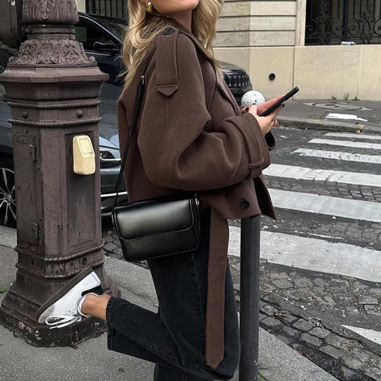 Damen modische cropped Jacke im Trench-Stil Avellé