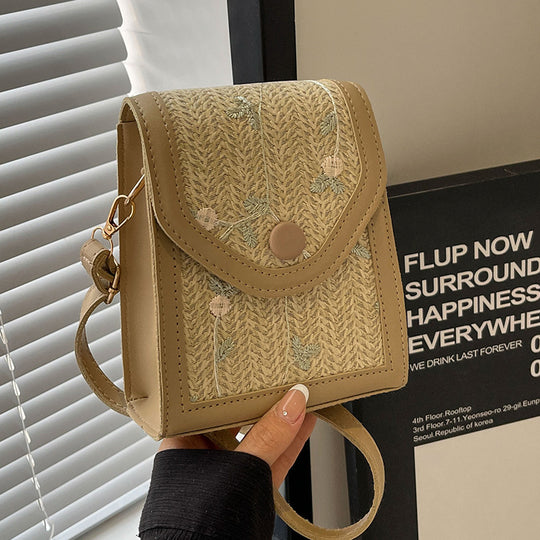 Damen Umhängetasche mit floralen Stickdetails und praktischem Klappverschluss Nord Taschen
