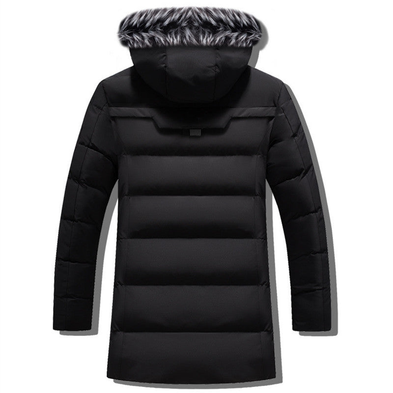 Herren Langer Thermo-Parka mit Kunstfellkapuze, Chevron-Steppung und Fleece-Innenfutter Nord Taschen