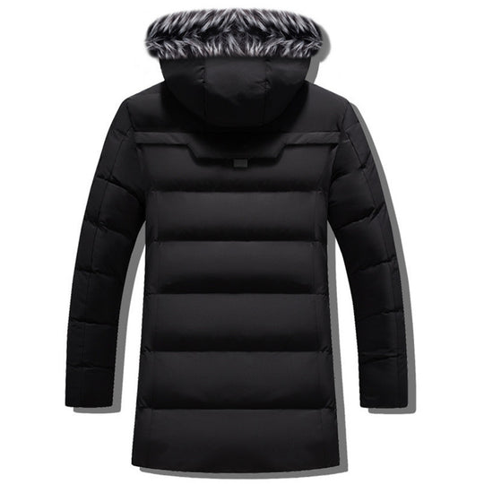 Herren Langer Thermo-Parka mit Kunstfellkapuze, Chevron-Steppung und Fleece-Innenfutter Nord Taschen