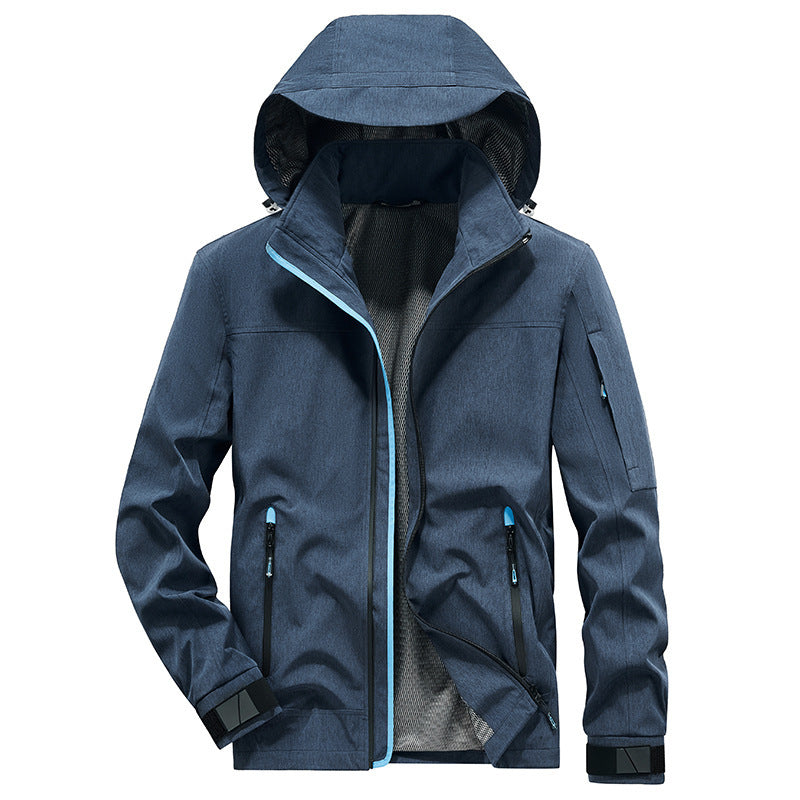 Herren Atmungsaktive Softshell-Outdoorjacke mit Kapuze, verschweißten Reißnähten und Ärmel-Tasche Nord Taschen