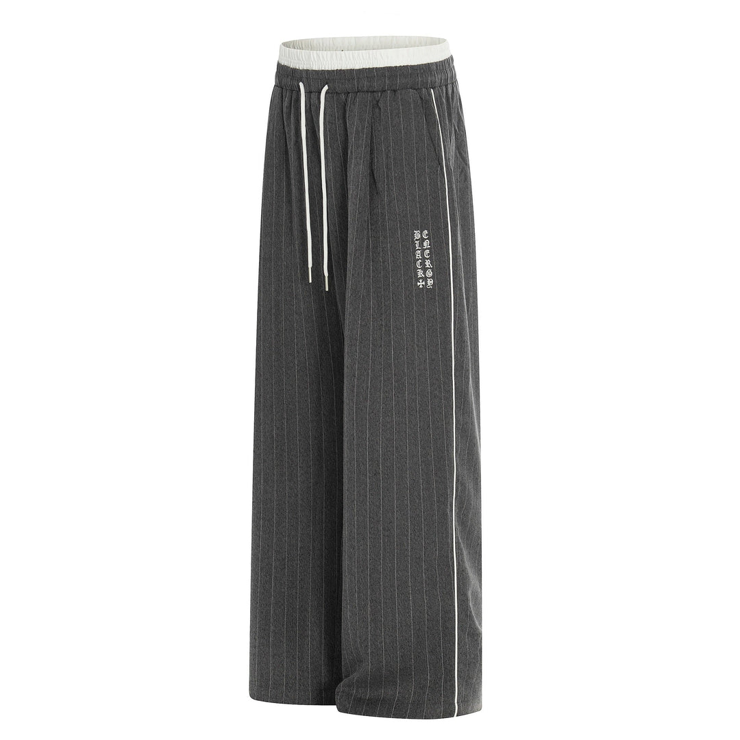 Damen Weite Pinstripe-Culotte-Hose mit elastischem Bund und Kordelzug Nord Taschen