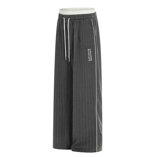 Damen Weite Pinstripe-Culotte-Hose mit elastischem Bund und Kordelzug Nord Taschen