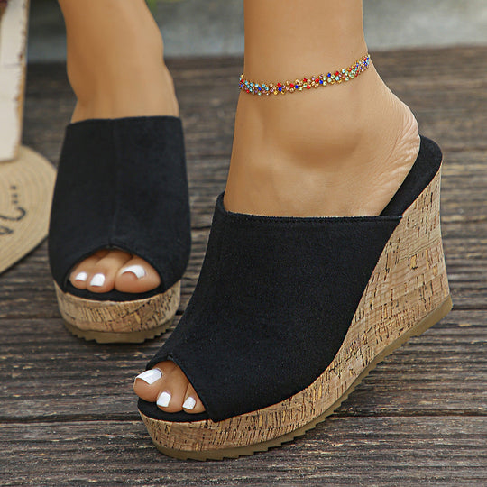 Damen Clogs mit elegantem Kork-Wedge-Design