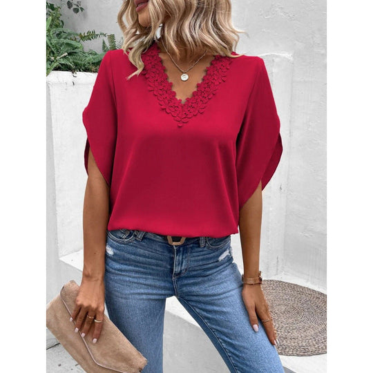 Damen elegante Bluse mit Spitzenverzierung Nord Taschen