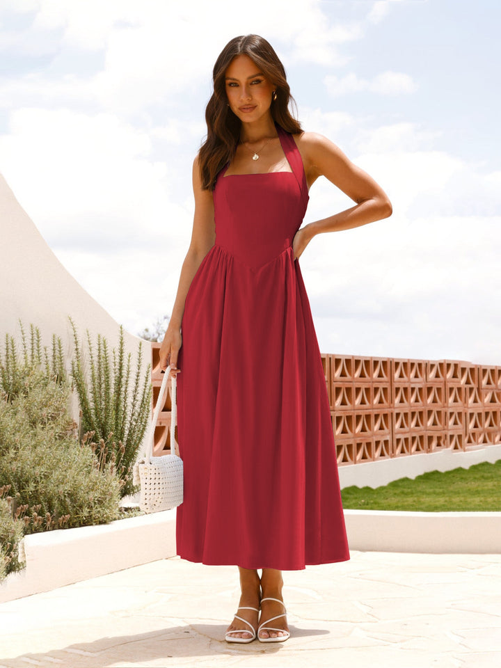 Damen Maxikleid mit schulterfreier Silhouette und eleganter Taillierung