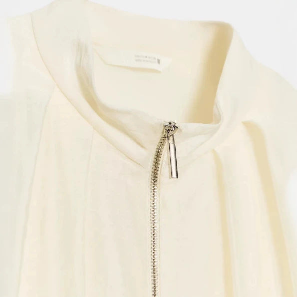 Damen Oversize‑Blousonjacke mit schimmernder Satin‑Optik, Stehkragen und Tunnelzugsaum Nord Taschen