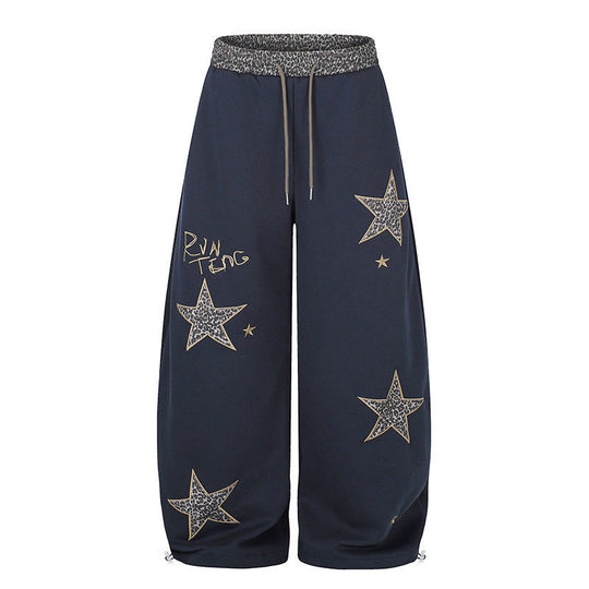 Damen Extraweite Palazzo‑Sweathose mit Leo‑Taille, Stern‑Applikationen und Kordelzug Nord Taschen