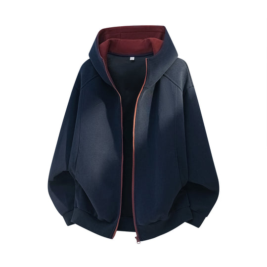 Unisex Oversize-Kapuzenjacke aus weichem Sweat mit Reißverschluss und kontrastiertem Kapuzenfutter Nord Taschen