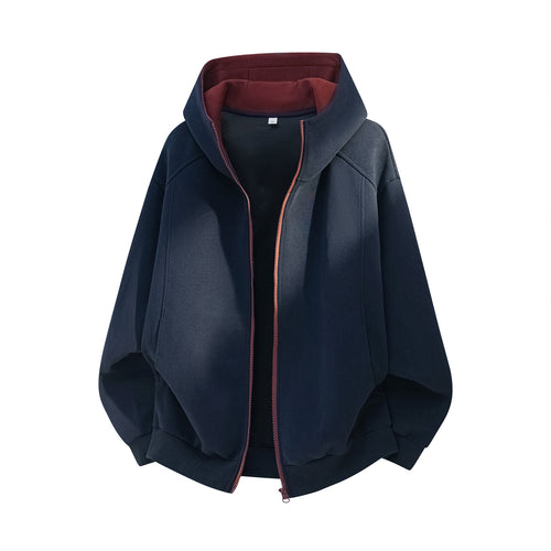 Unisex Oversize-Kapuzenjacke aus weichem Sweat mit Reißverschluss und kontrastiertem Kapuzenfutter Nord Taschen