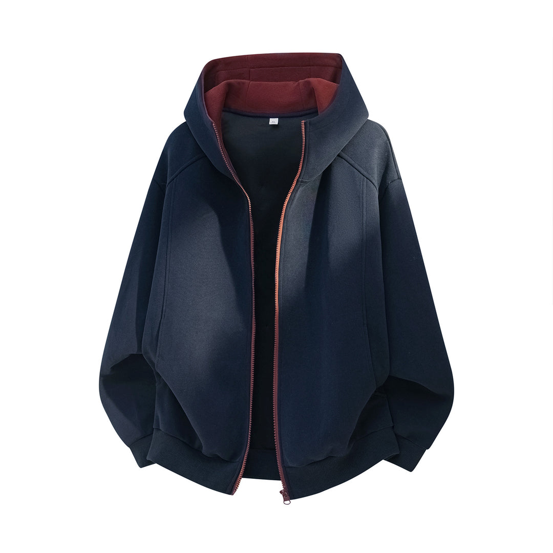 Unisex Weite Kapuzenjacke mit doppellagiger Kapuze und verdecktem Reißverschluss Nord Taschen