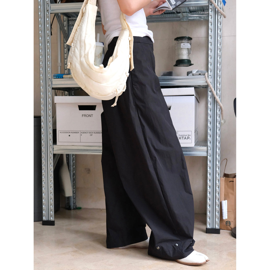 Damen Weite High‑Waist Palazzohose aus leichtem Baumwollmix mit verstellbarem Saumdetail Nord Taschen