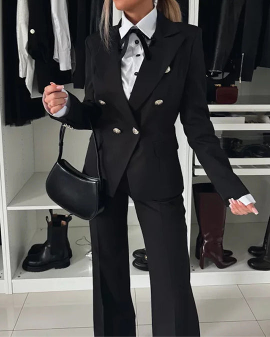 Damen Elegantes Blazer-Set mit weiter Hose Nord Taschen