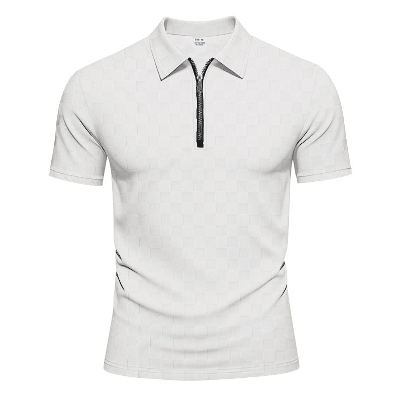 Herren nan kurzes Halbzip-Poloshirt aus strukturierter Waffelpiqué mit Hemdkragen und figurbetonter Passform Nord Taschen